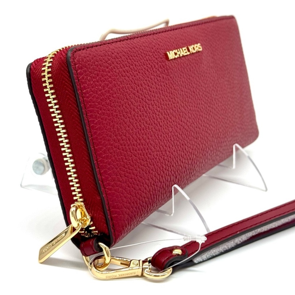 Michael Kors Large Jet Set Travel Signature Continental Wallet - Cherry - Picture 4 of 8